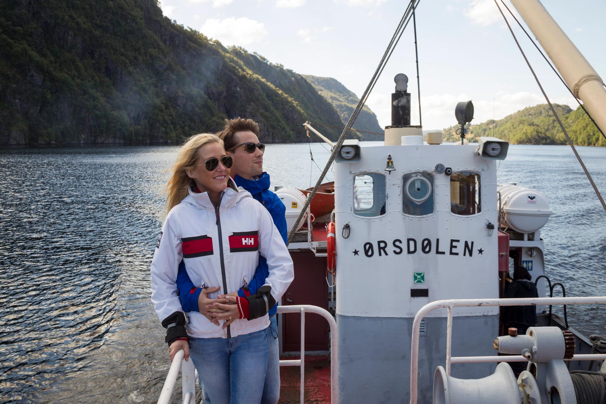 Boat trip at the Ørsdalsvatnet lake