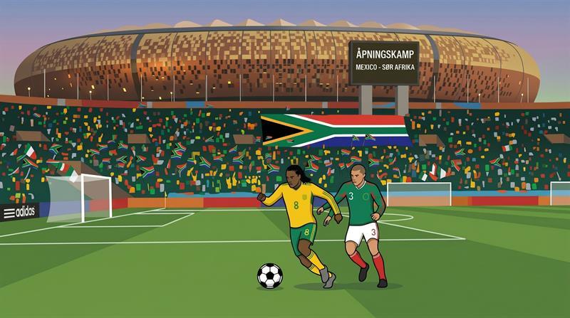 Åpningskamp: Mexico - Sør Afrika kl. 21.00