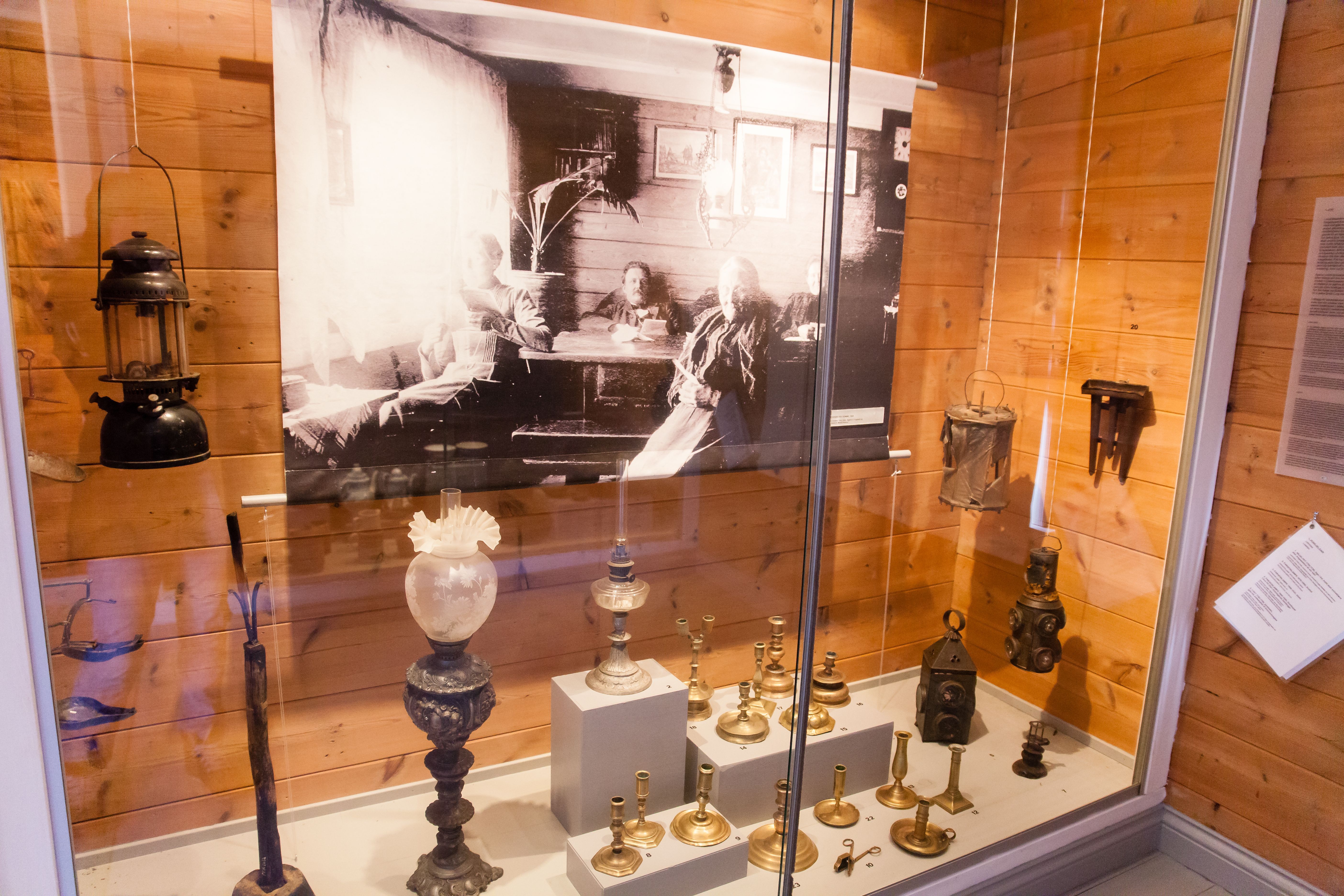 Exhibition of various old candlesticks and lanterns