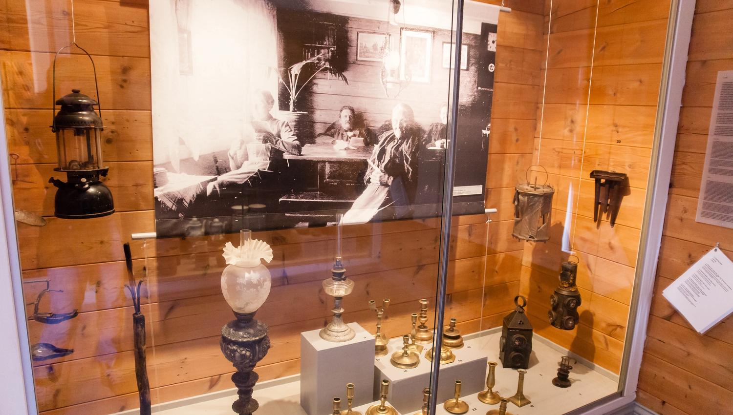 Exhibition of various old candlesticks and lanterns