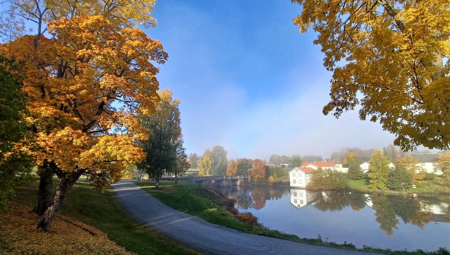 autum colours with Eidsvoll 1814 in the background