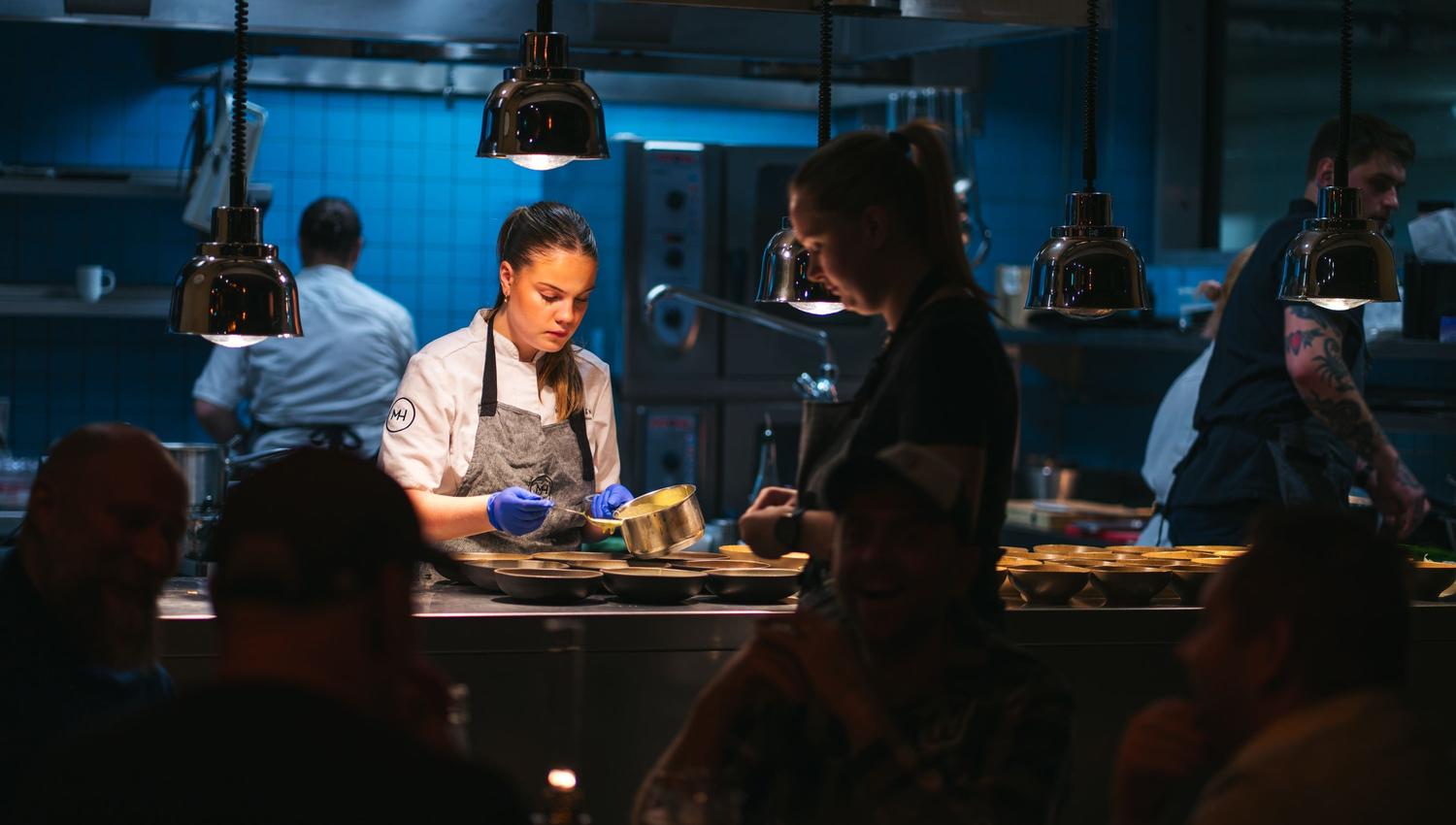 A chef preparing dinner