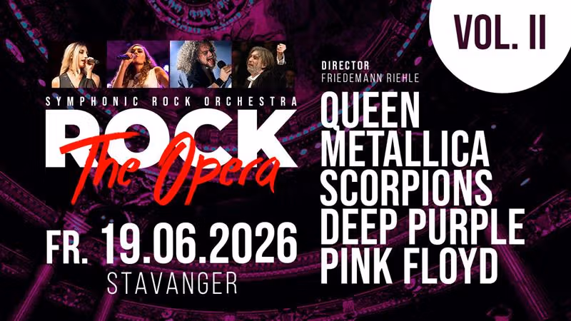 Annonse for konserten og navnene på bandene hvis hits skal fremføres