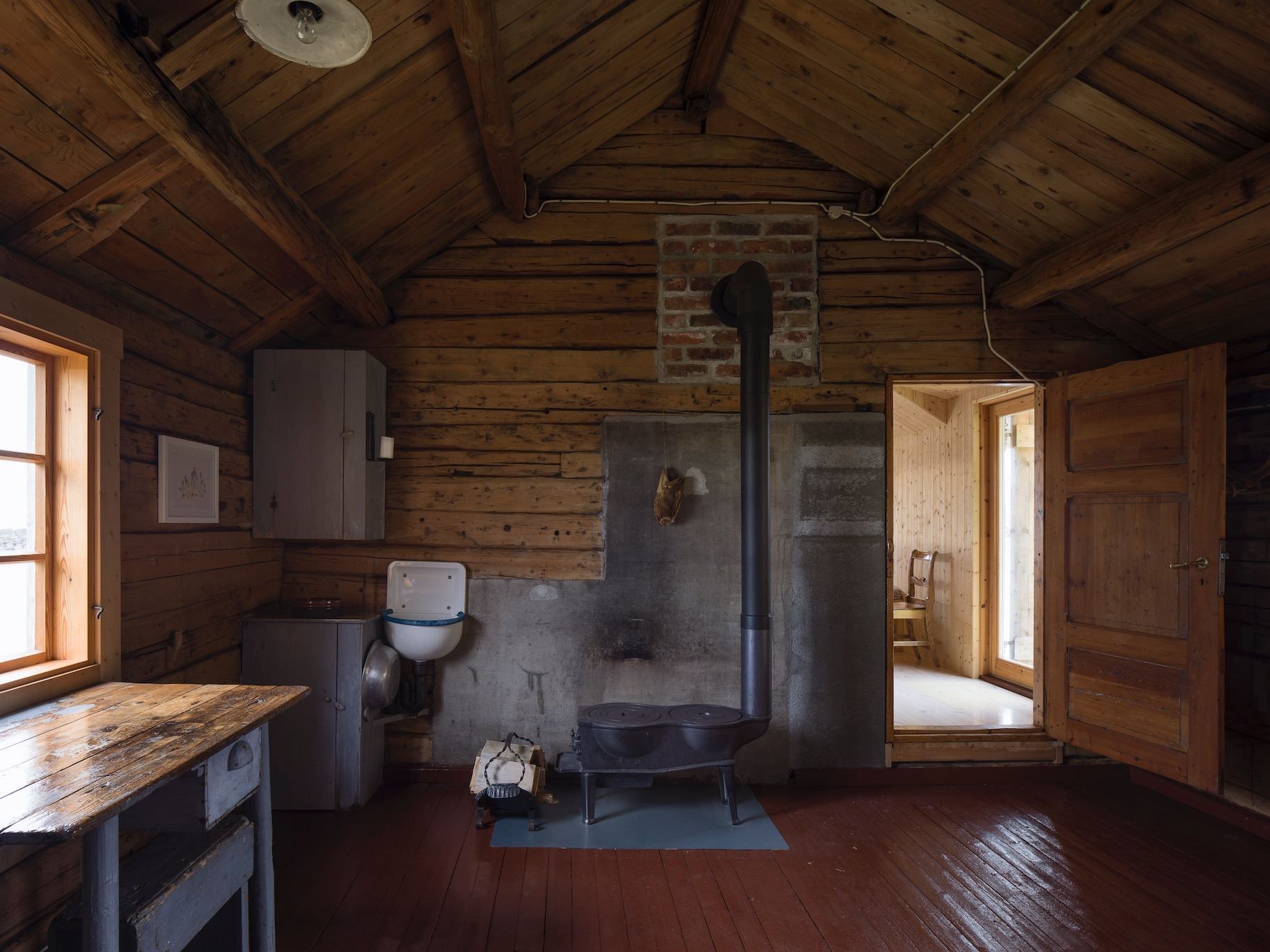 Inside one of the Fisherman's Cabin