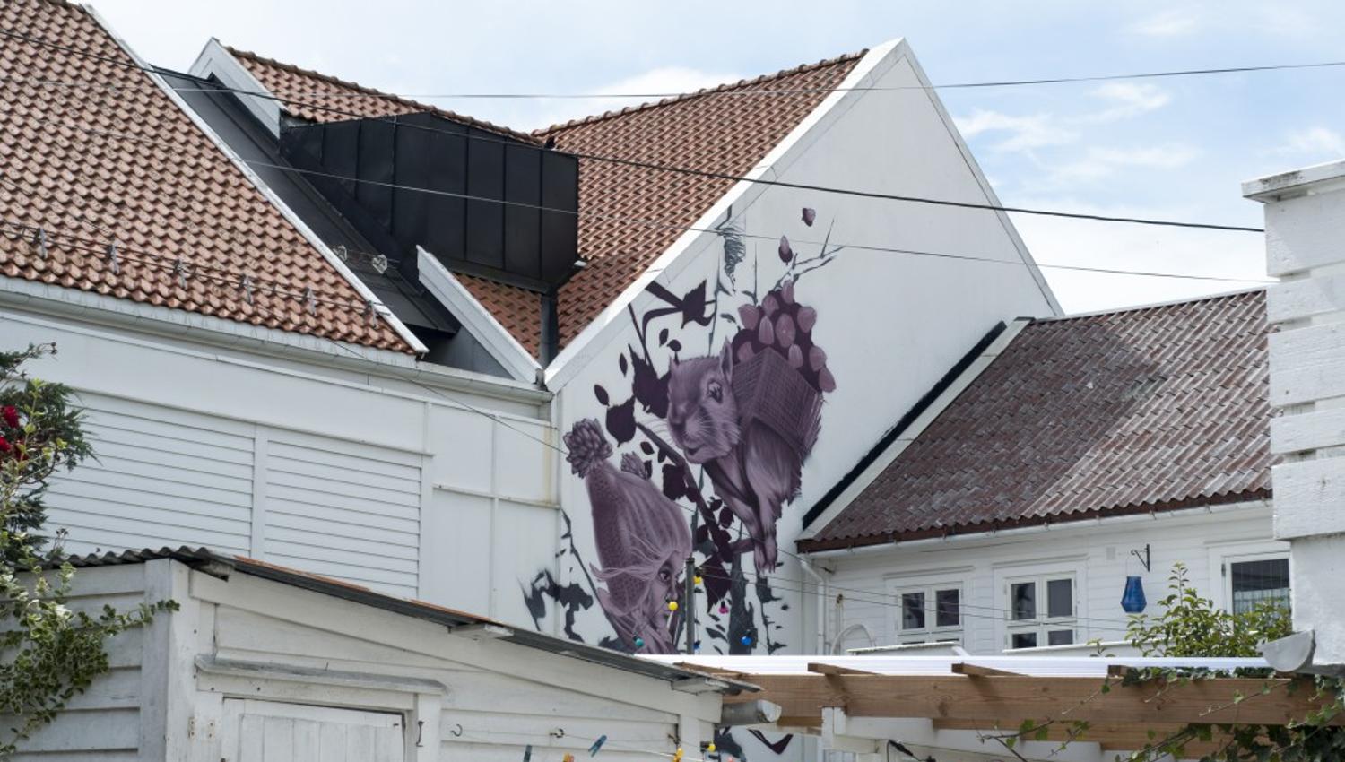 Street art i bakgard i Flekkefjord