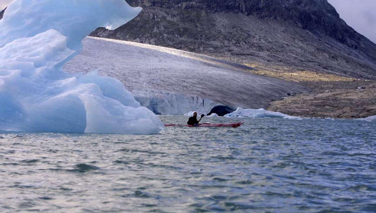 Kayak on glacier water