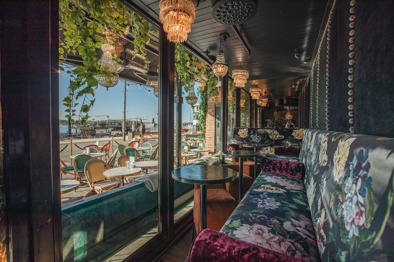 Indoor terrace with a view.