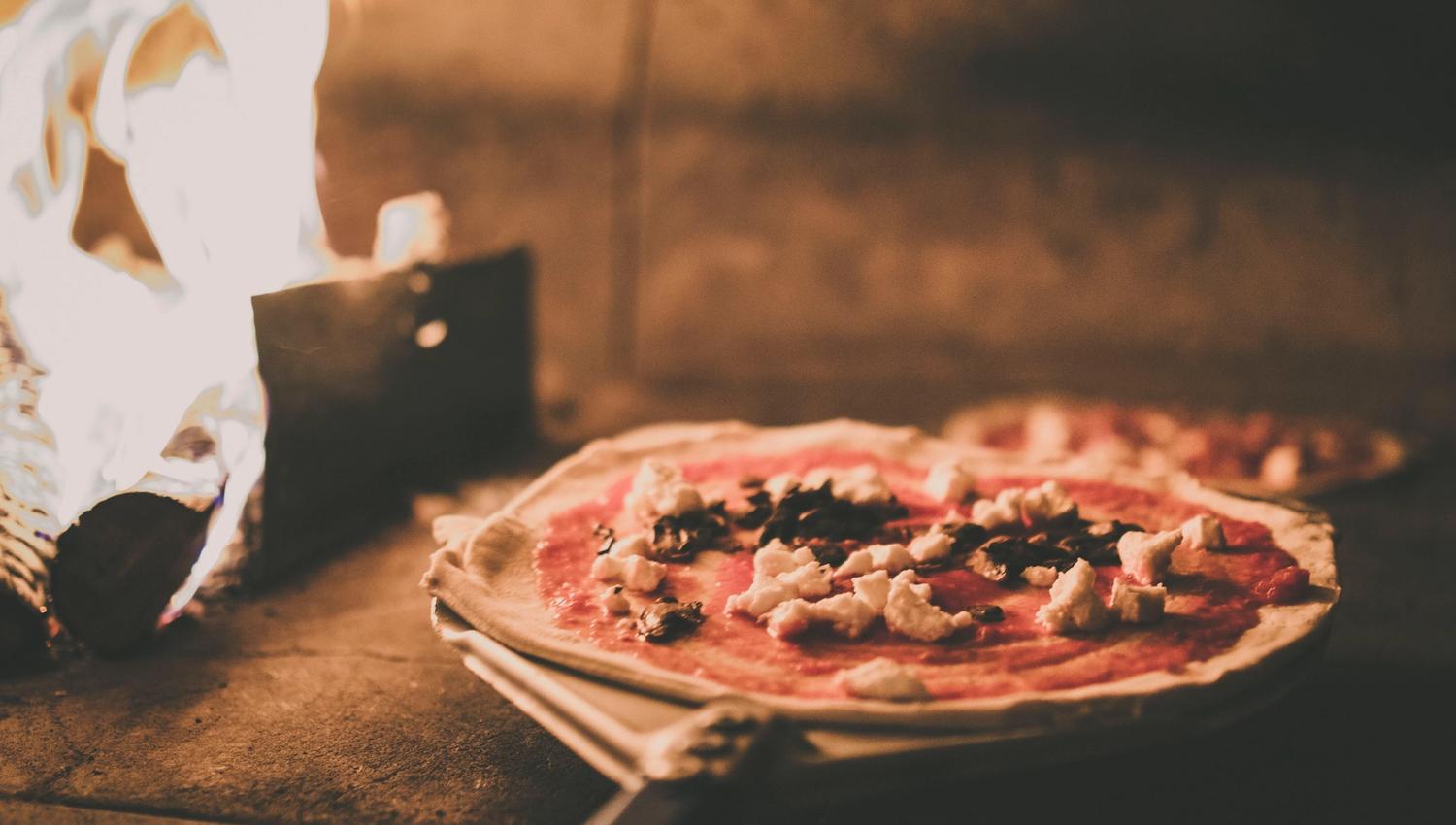 pizza in a stone owen