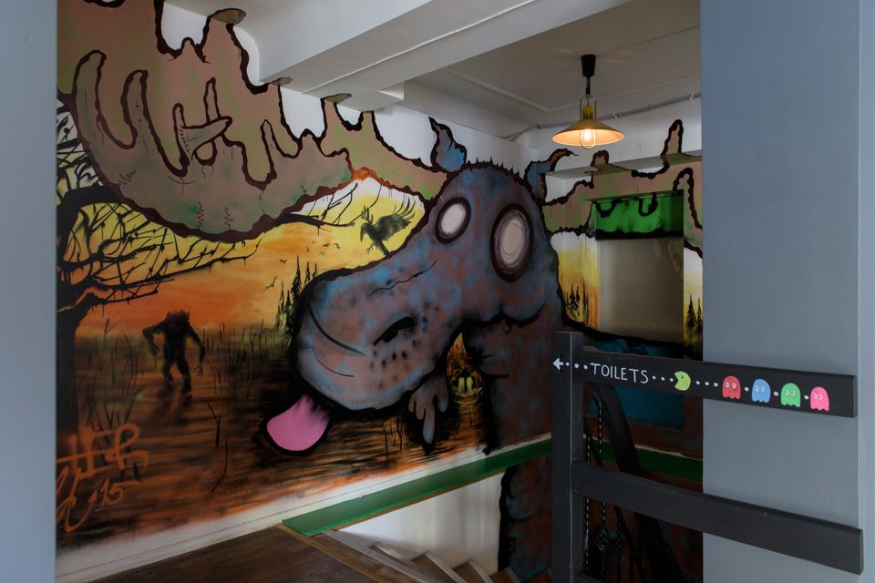 A mural of a moose.
