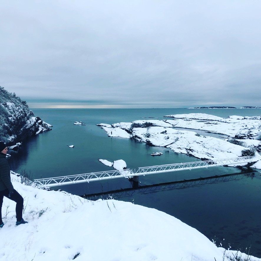 Krogshavn ved kyststien i Bamble om vinteren