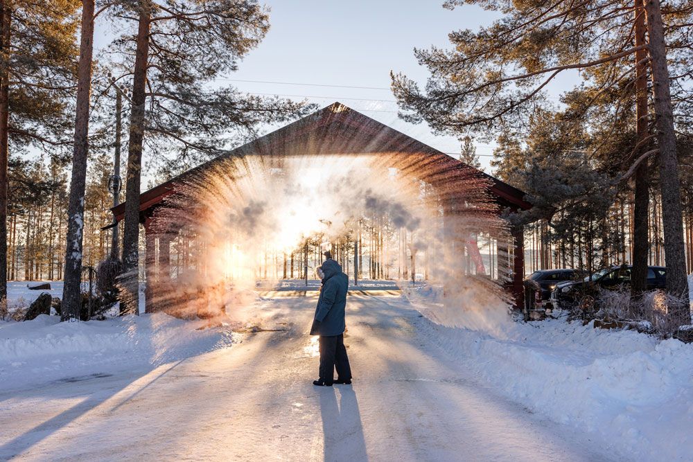 inngangsparti til First Camp Bø om vinteren