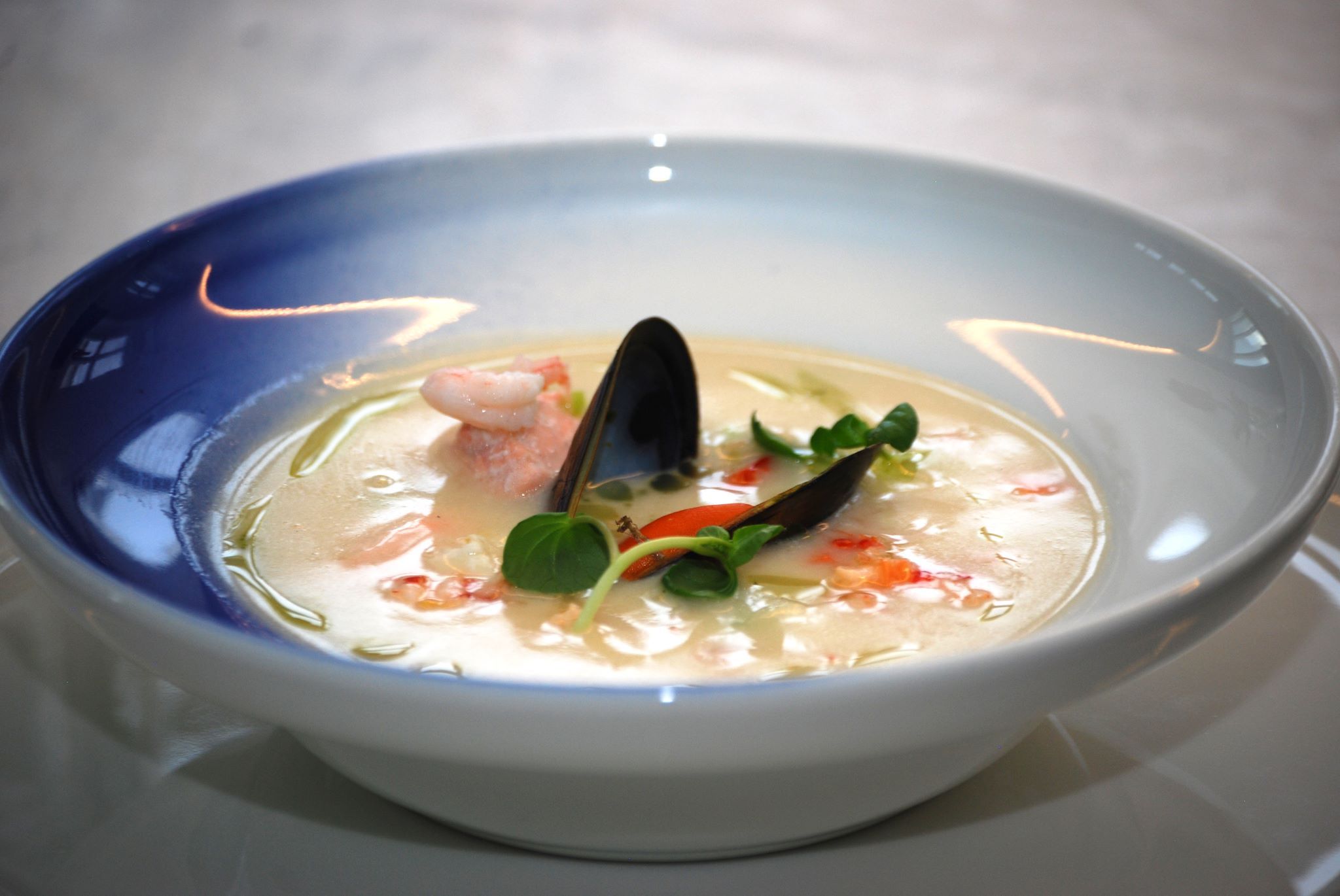 Fiskesuppe på Hos Oss Restaurant - Fiskebrygga Lillesand