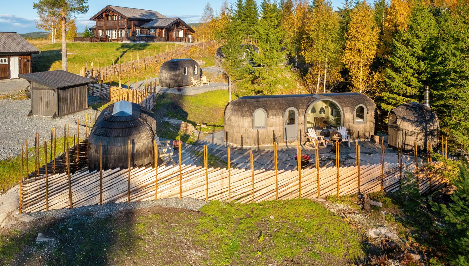dronepicture of the cabins