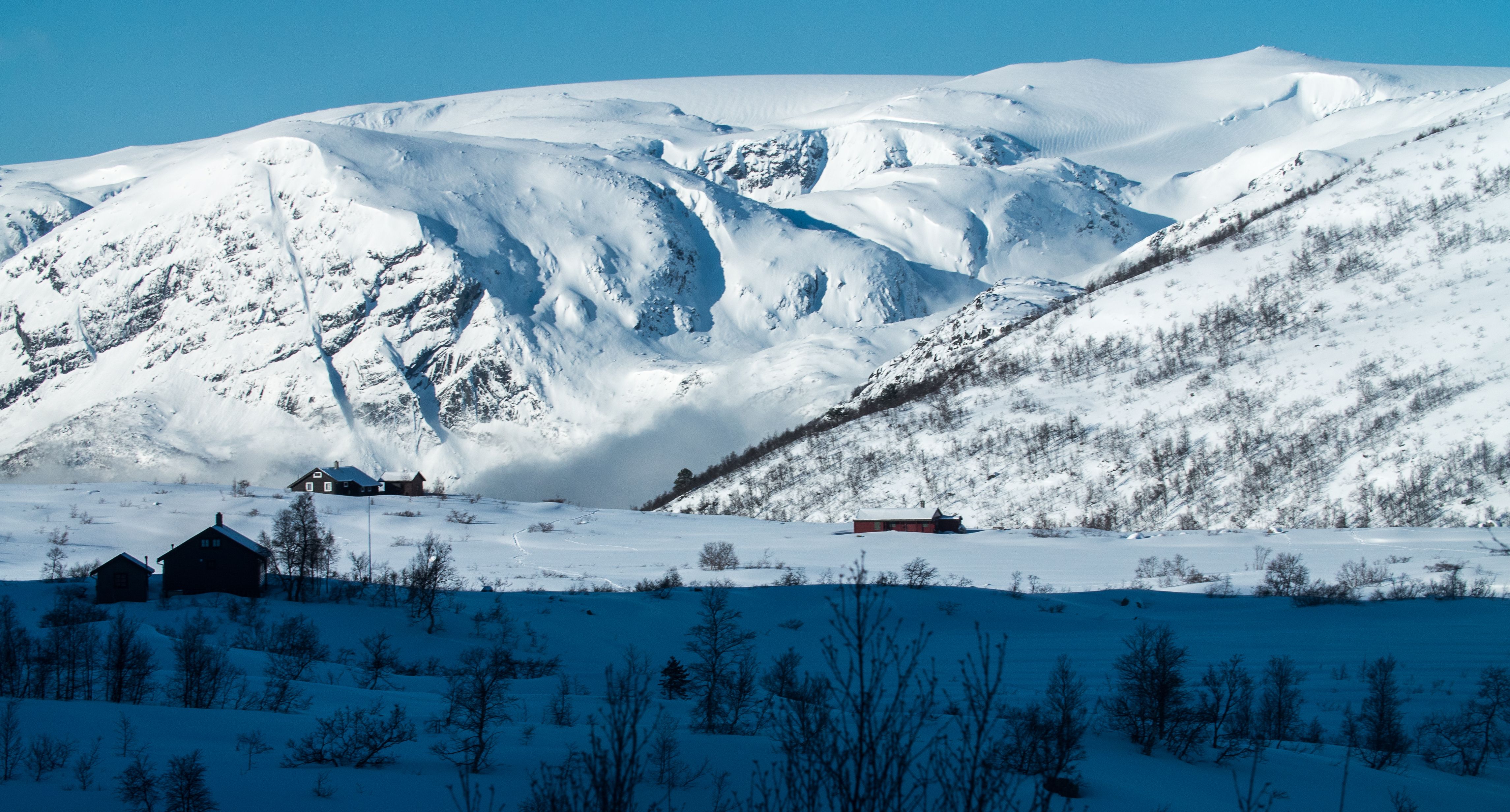 Røldal mountain village during winter. 