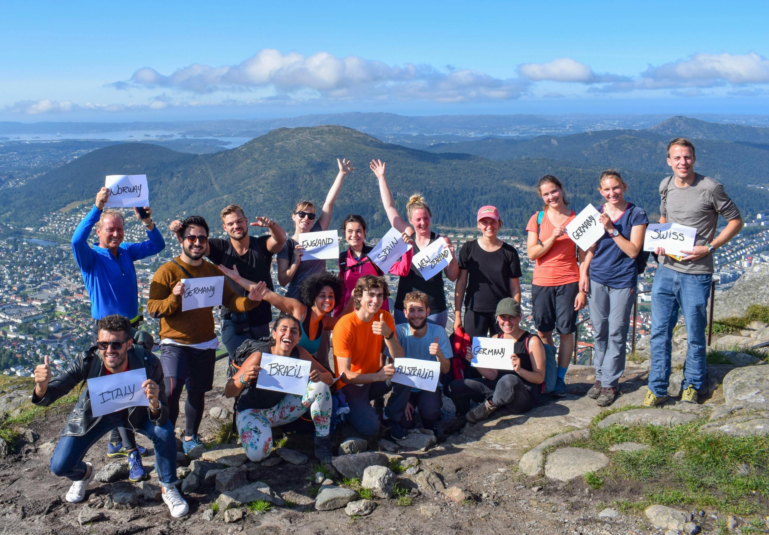 Lovely guests on top of Mount Ulriken