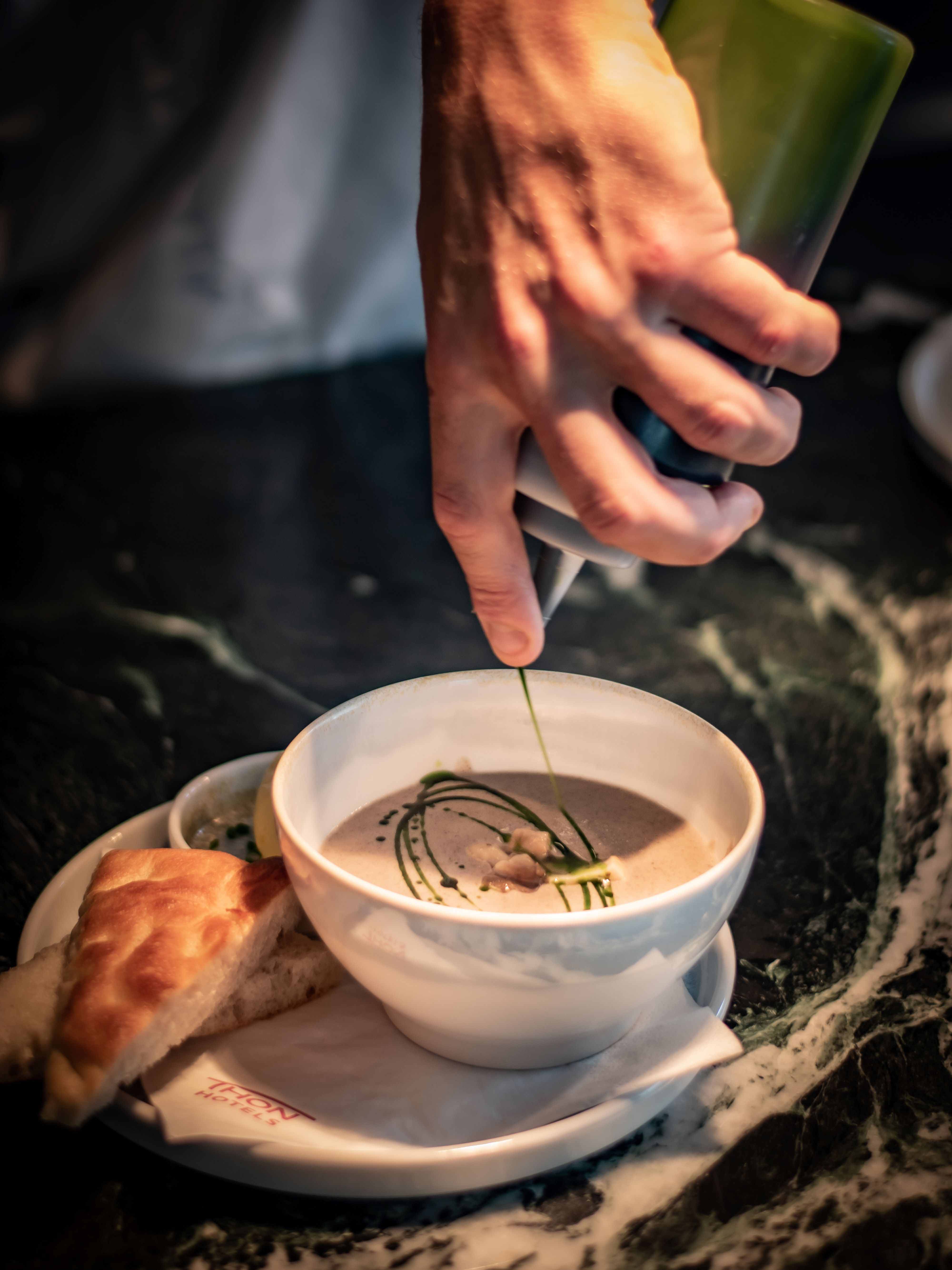 Homemade soup served at Sjøhuset Restaurant & Pub in Norheimsund.