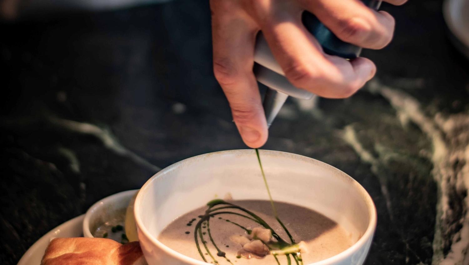 Homemade soup served at Sjøhuset Restaurant & Pub in Norheimsund.