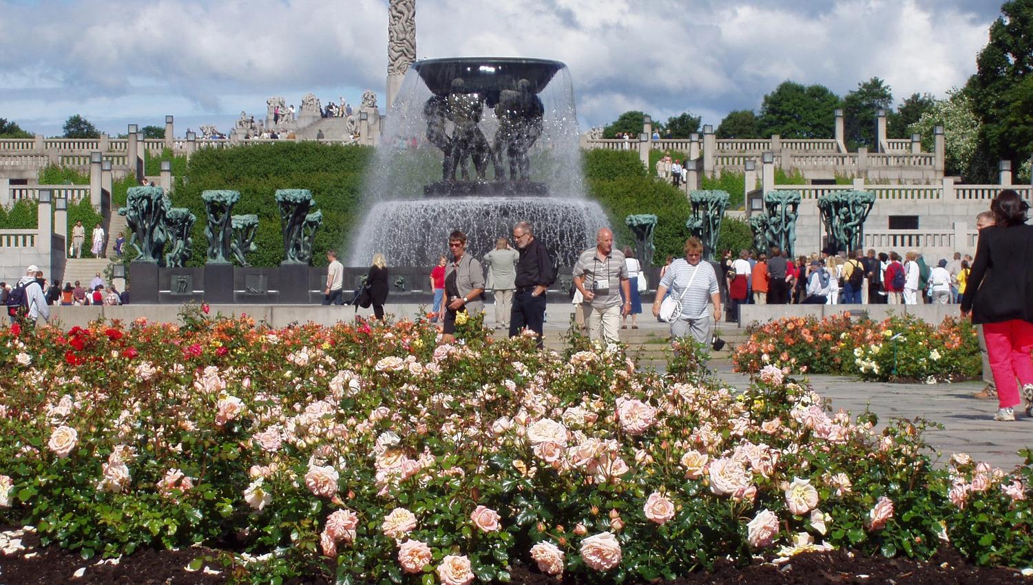 The fountain in front of the Monolith.