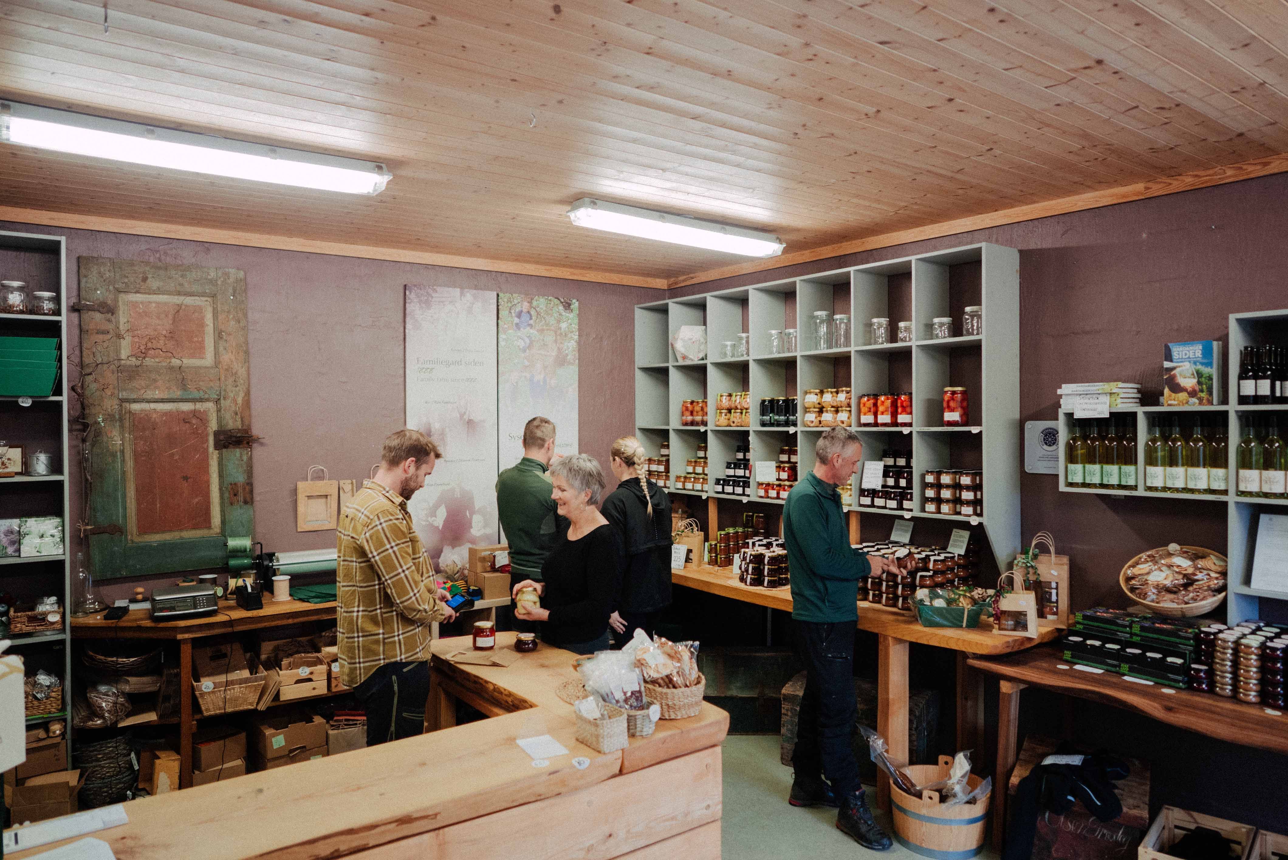Inside Syse Gard's farm shop, filled with local products and homemade delicacies.
