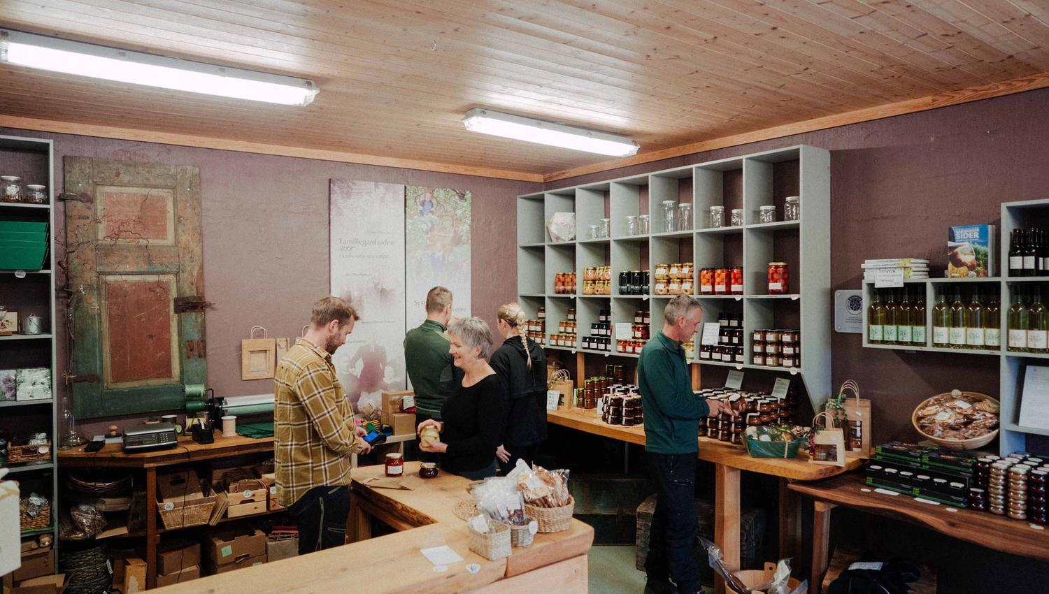 Inside Syse Gard's farm shop, filled with local products and homemade delicacies.