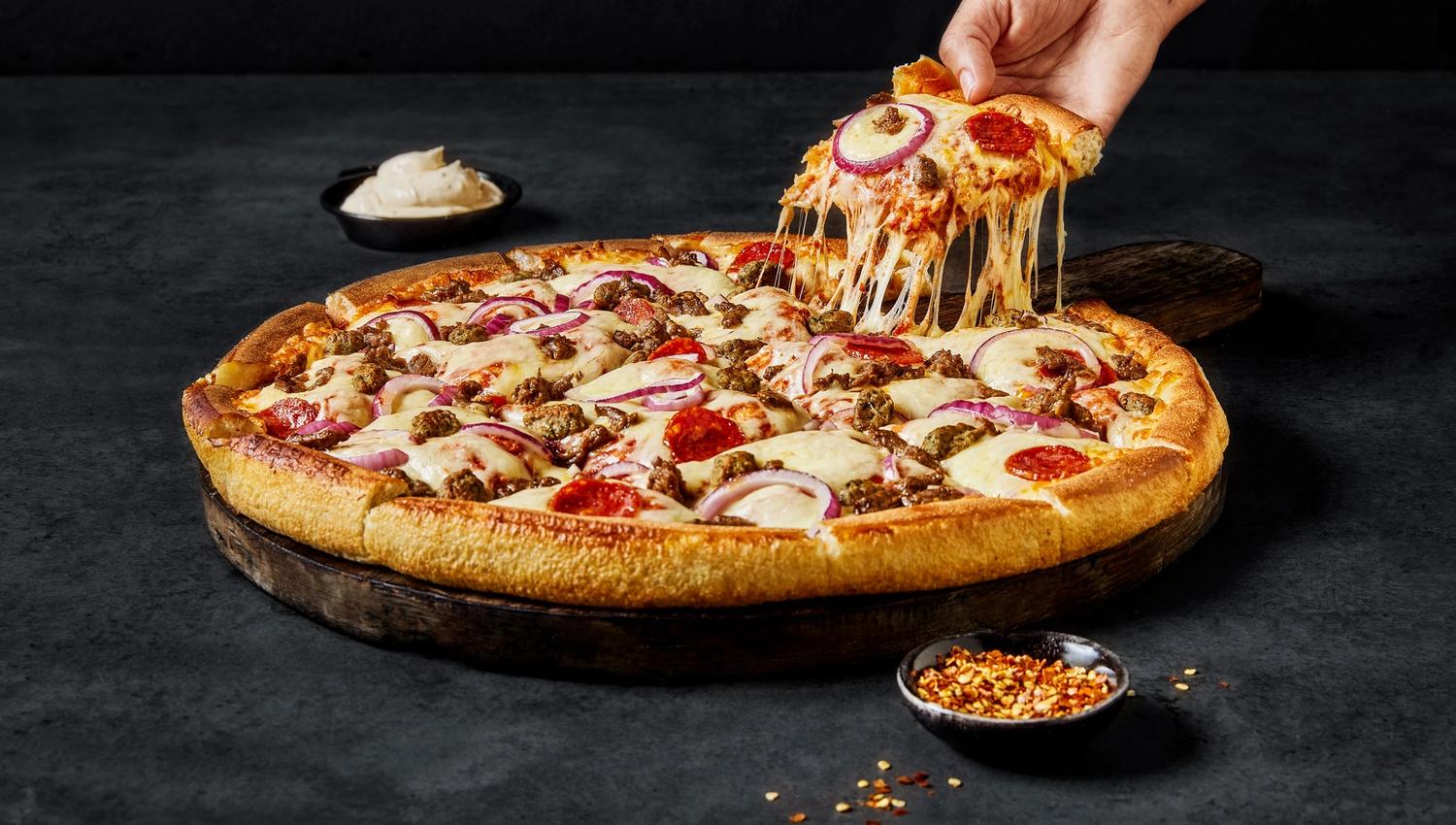 Thick crust American pizza