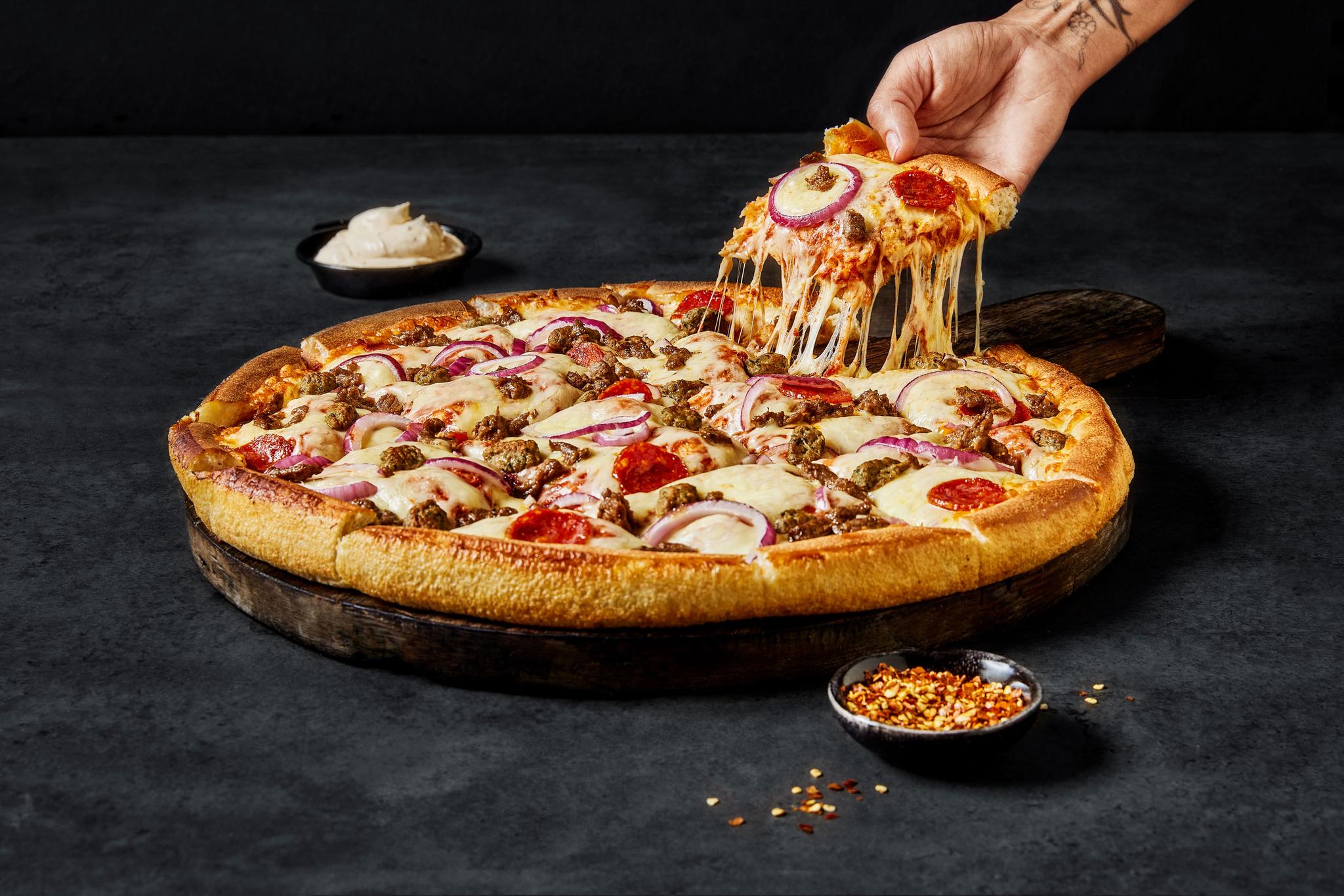 Thick crust American pizza