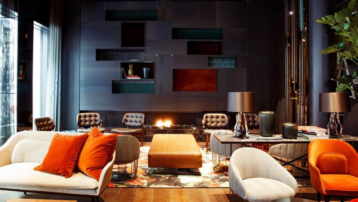 Cozy interiour with fire place