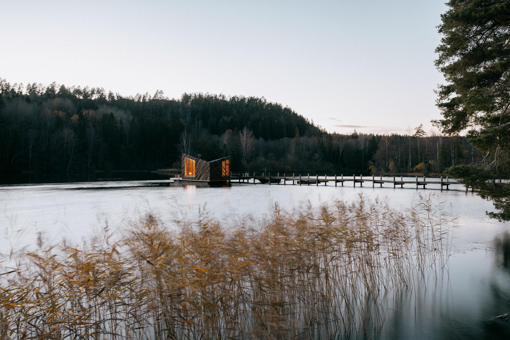 Cabin on water at the end of the peir
