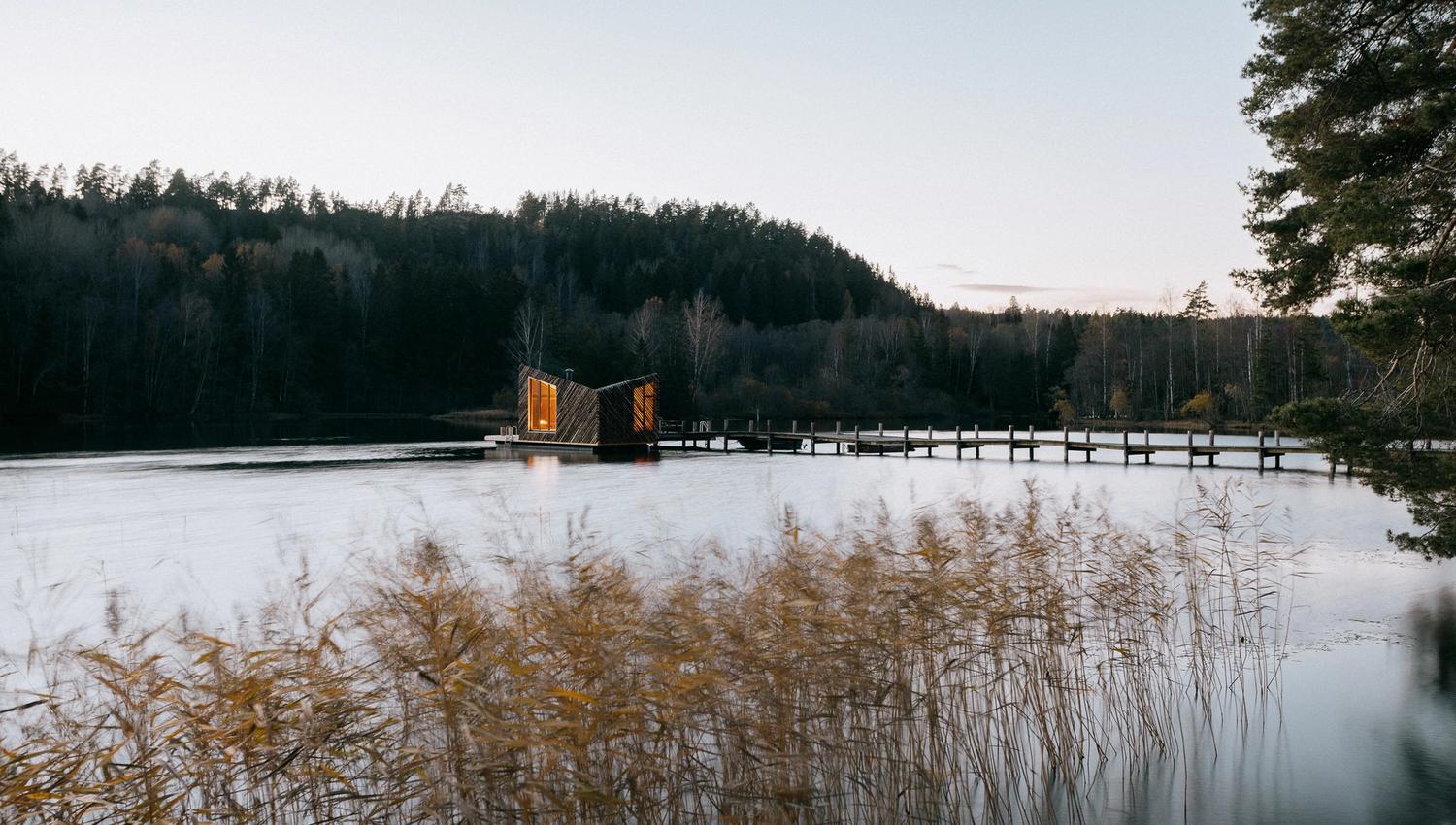 Cabin on water at the end of the peir