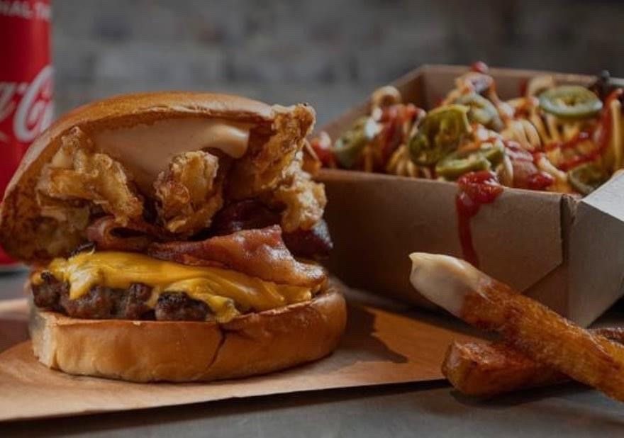 Juicy burger and fries