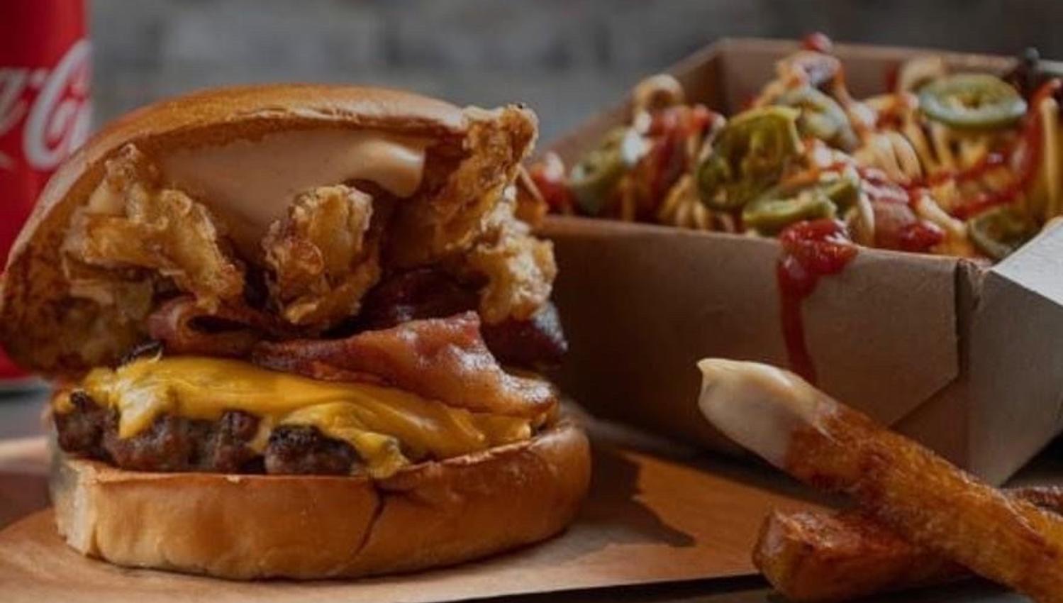 Juicy burger and fries