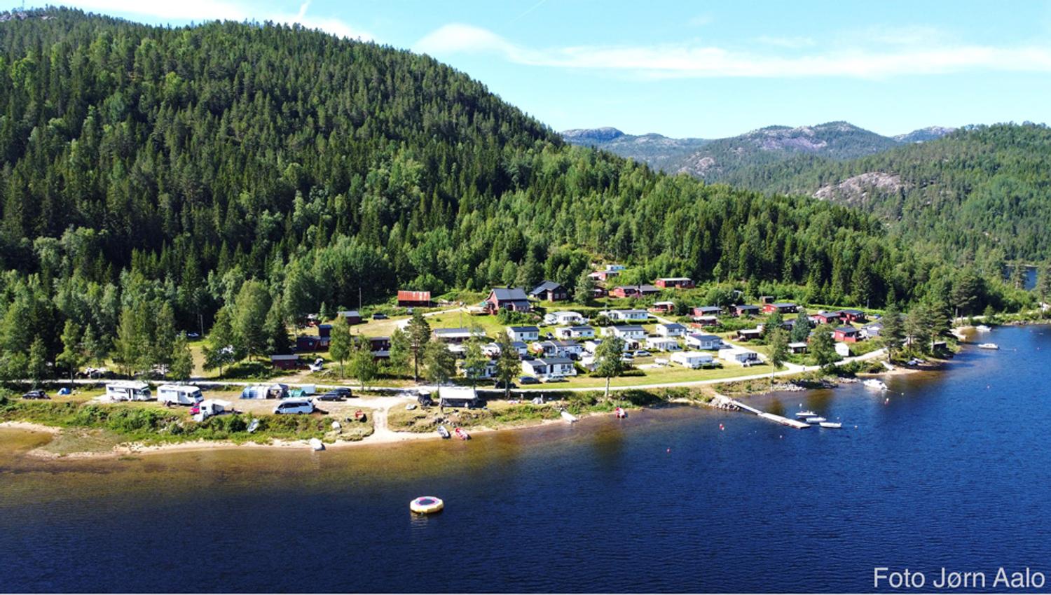 drone image of Øyne Camping in Fyresdal