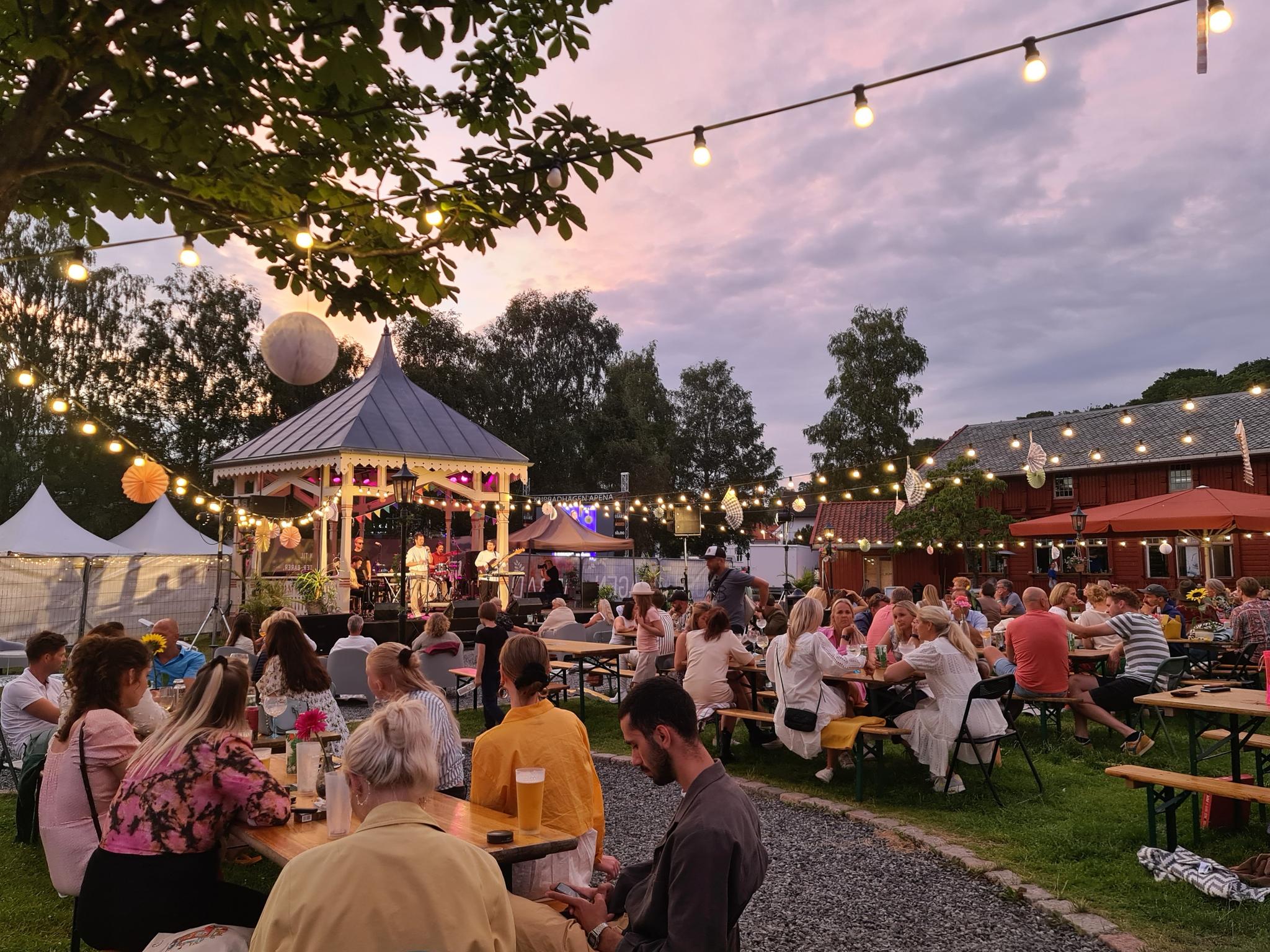 Atmospheric in the garden with a concert in the pavilion
