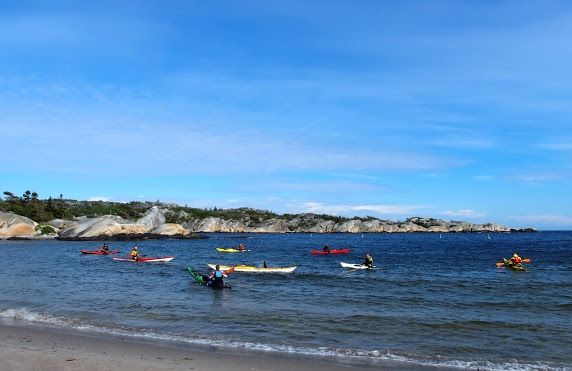 Kayaking in the sea at the beach