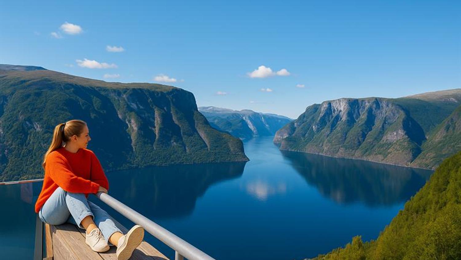 A view over the Aurland fjord from Stegastein viewpoint