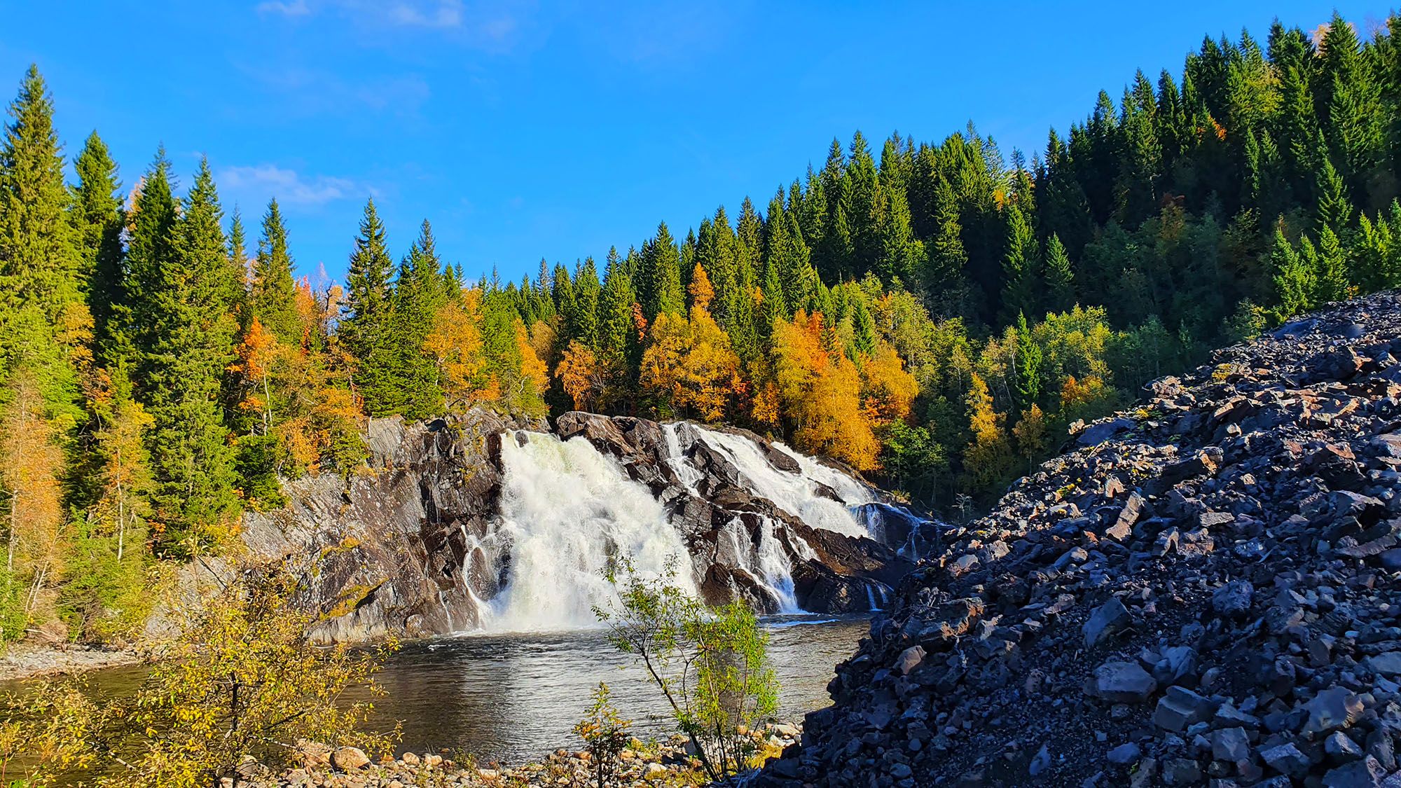 Skjækerfossen Waterfall in Vuku, Verdal