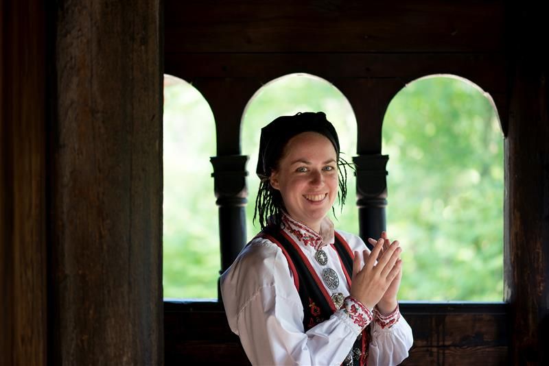 Woman in Norwegian bunad. Norwegian Museum of Cultural History