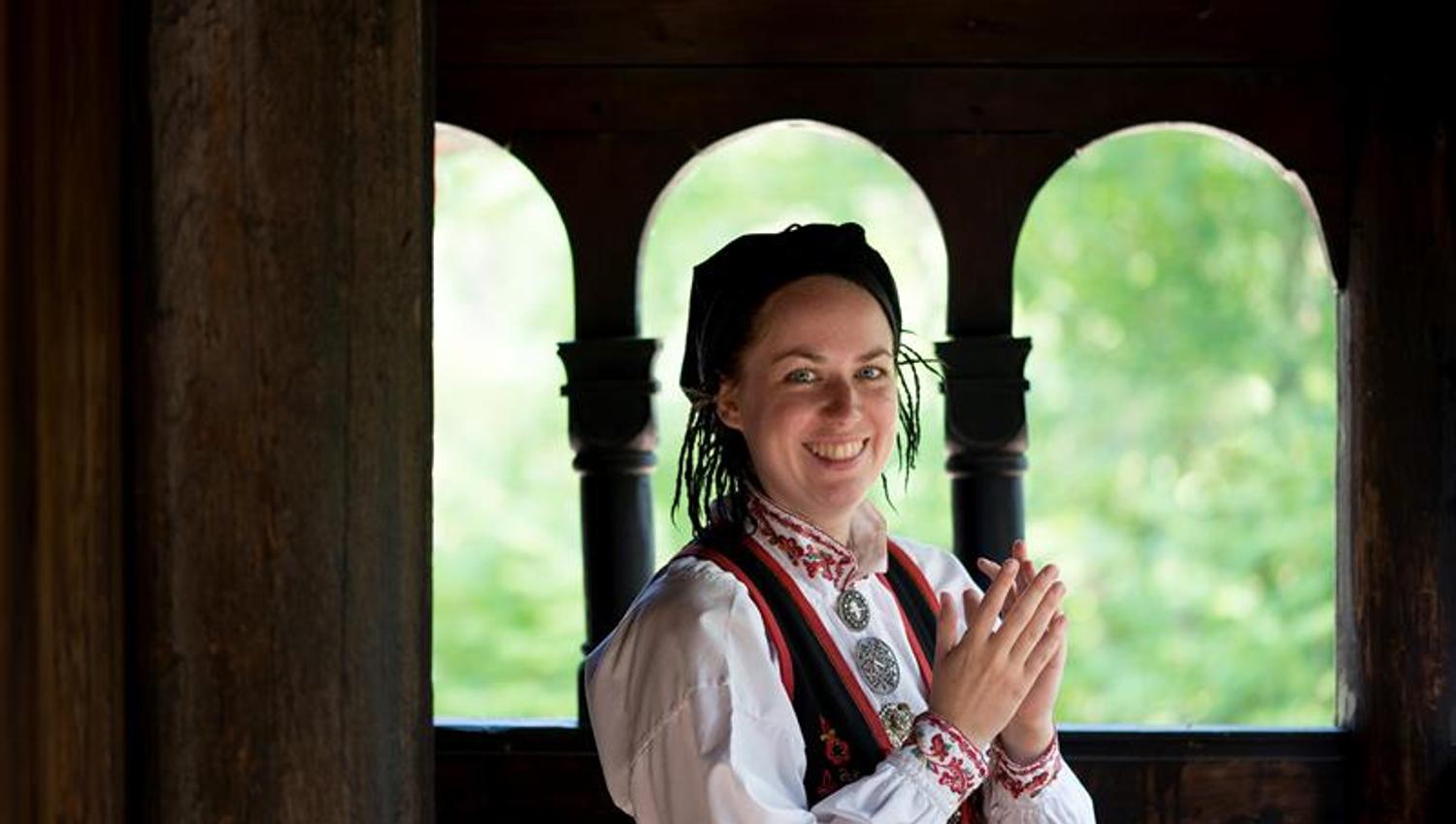 Woman in Norwegian bunad. Norwegian Museum of Cultural History