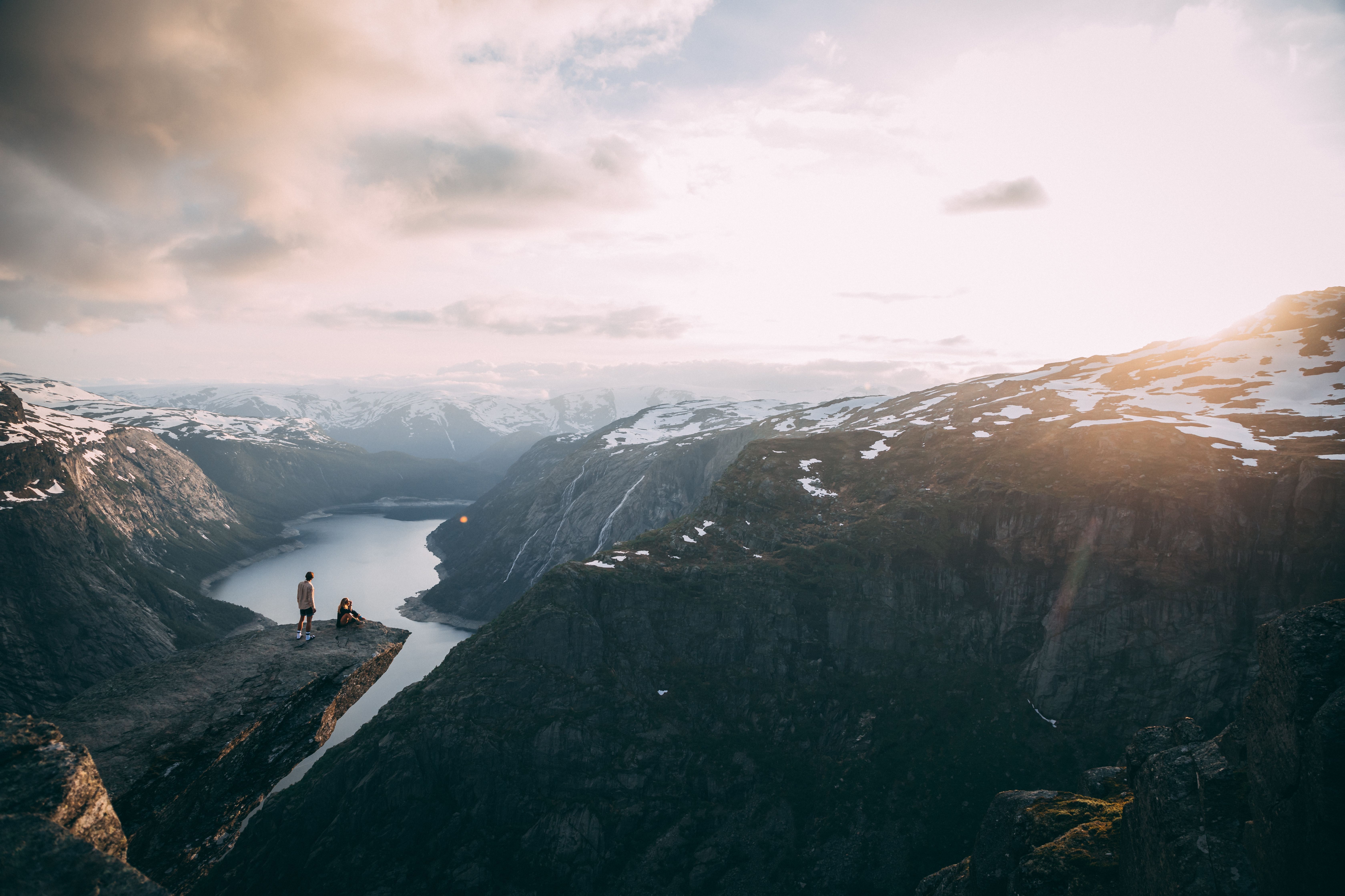 Two people on Trolltunga. 
