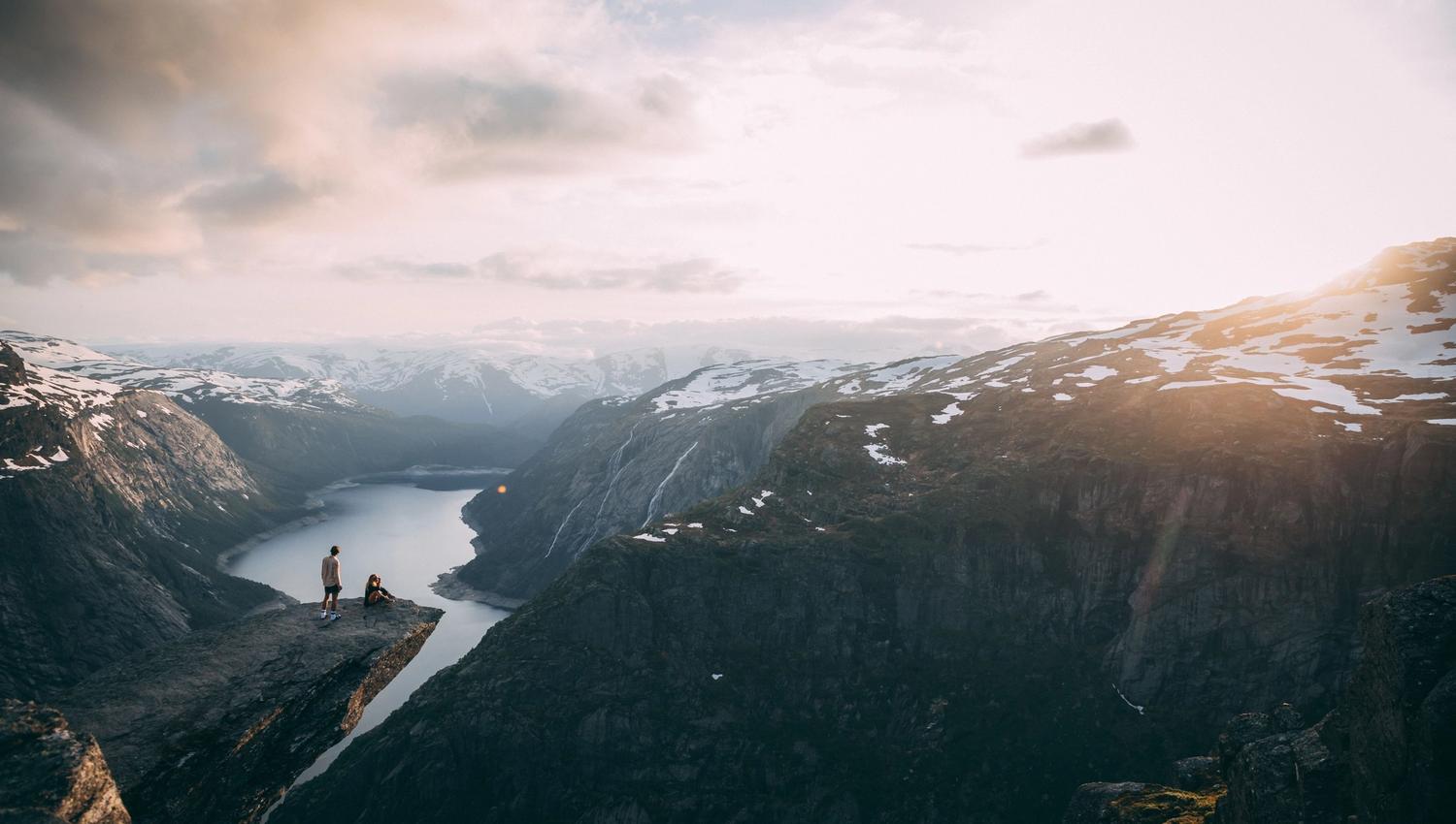 Two people on Trolltunga.