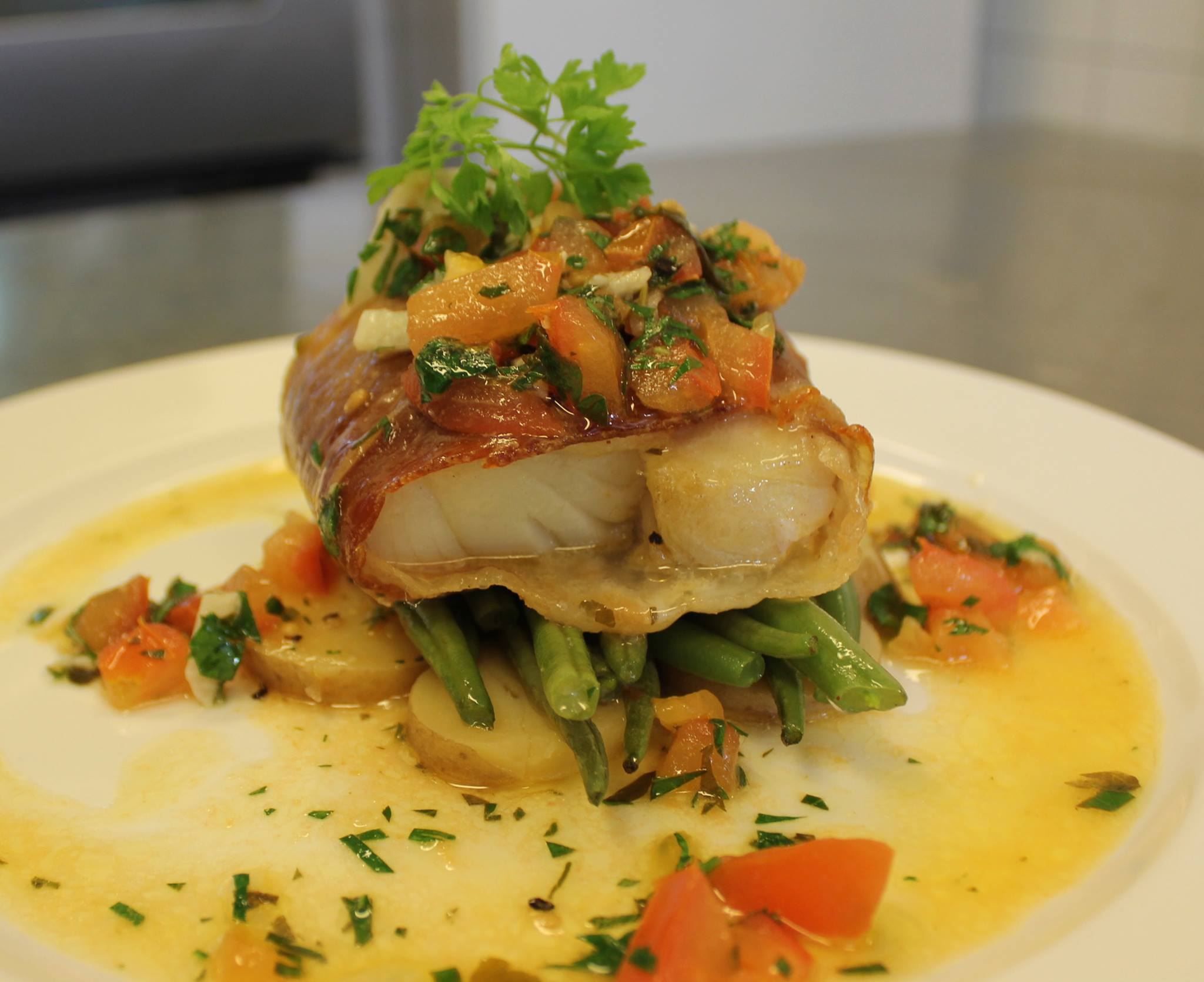 Cod wrapped in bacon