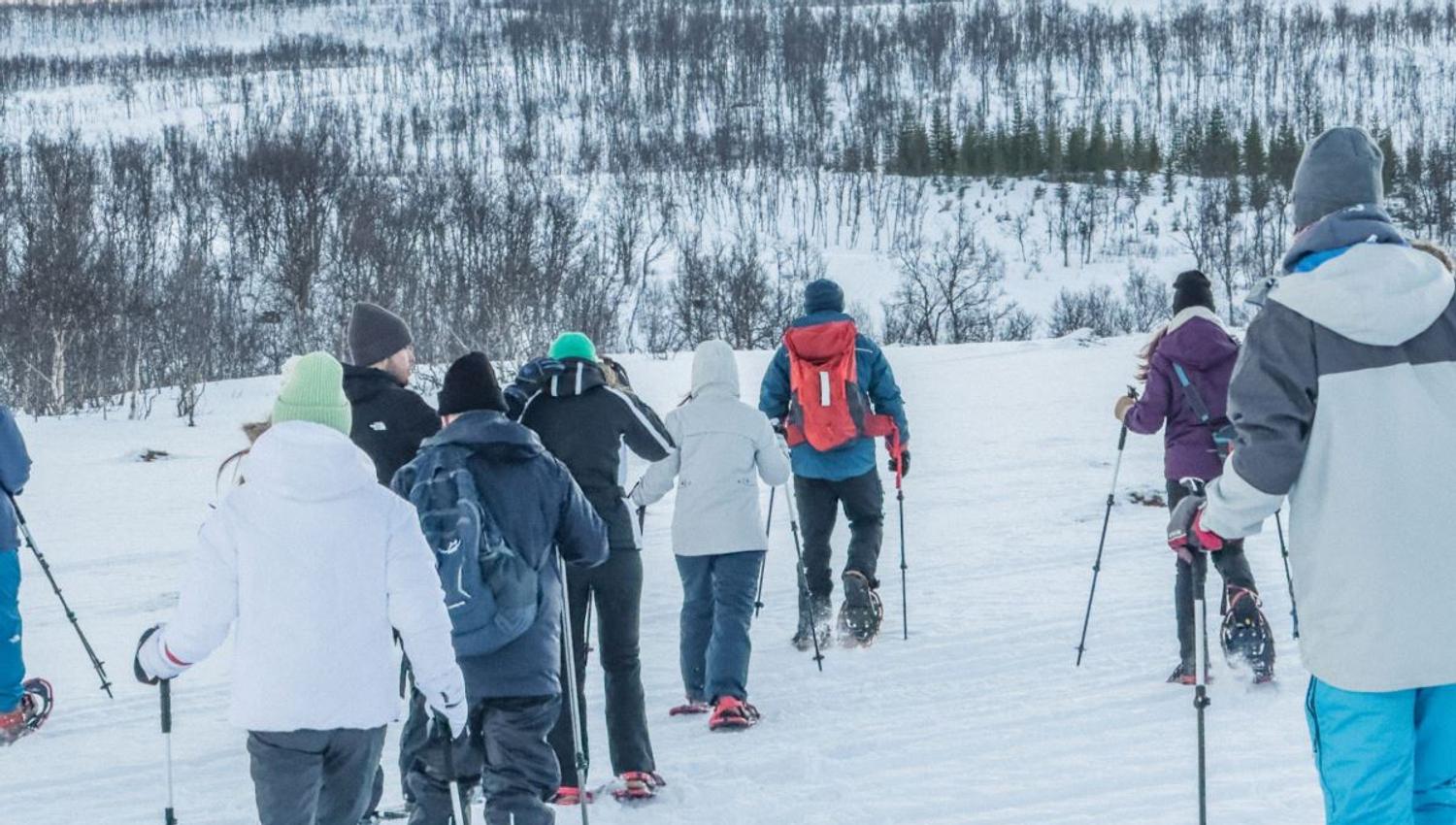 Guests on a snowshoe tour