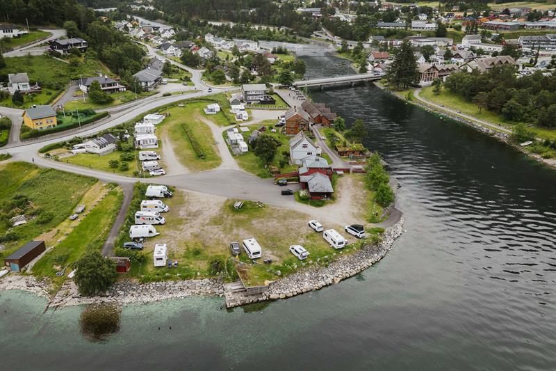 A top down drone photo of the campground.