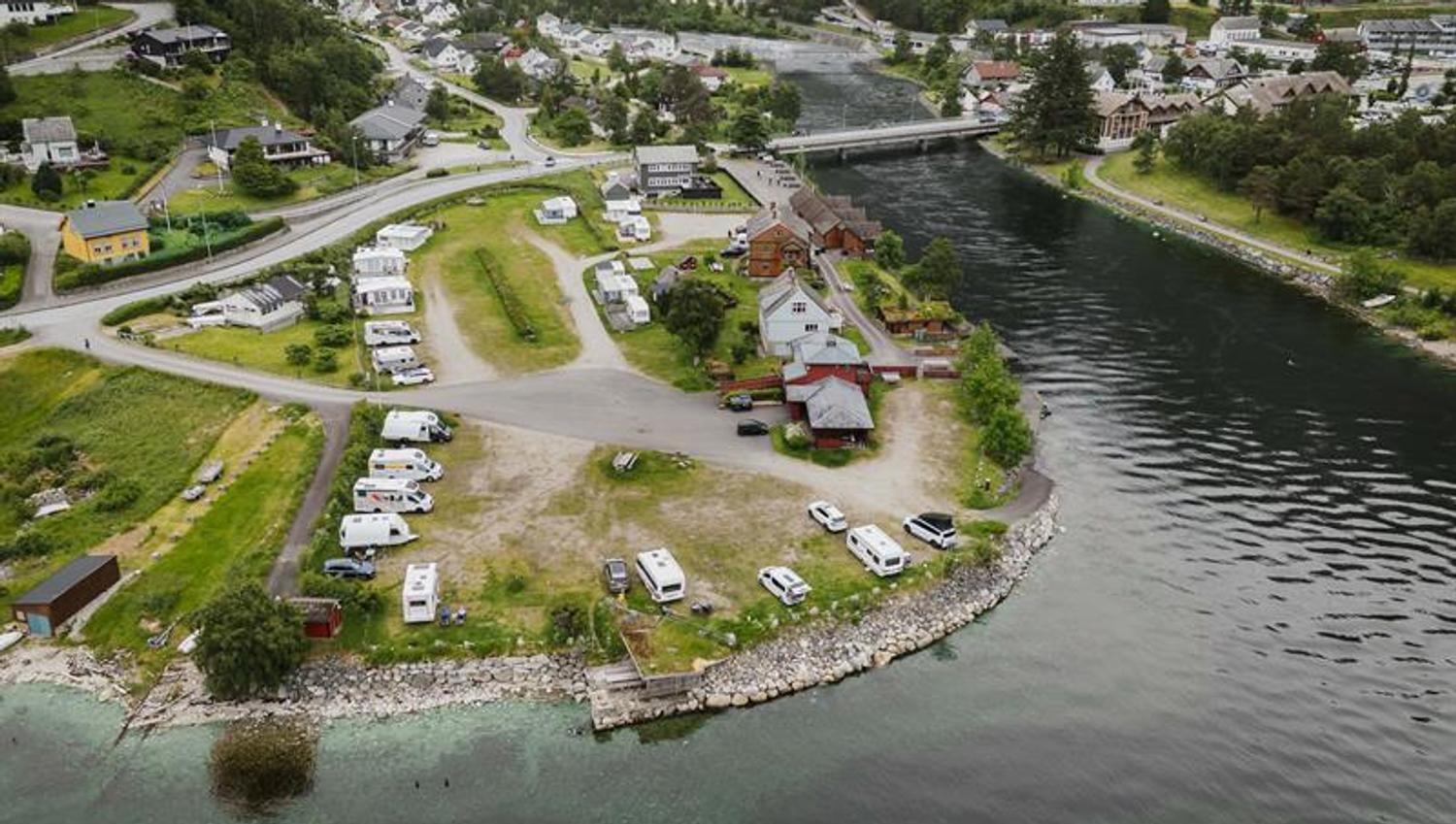 A top down drone photo of the campground.