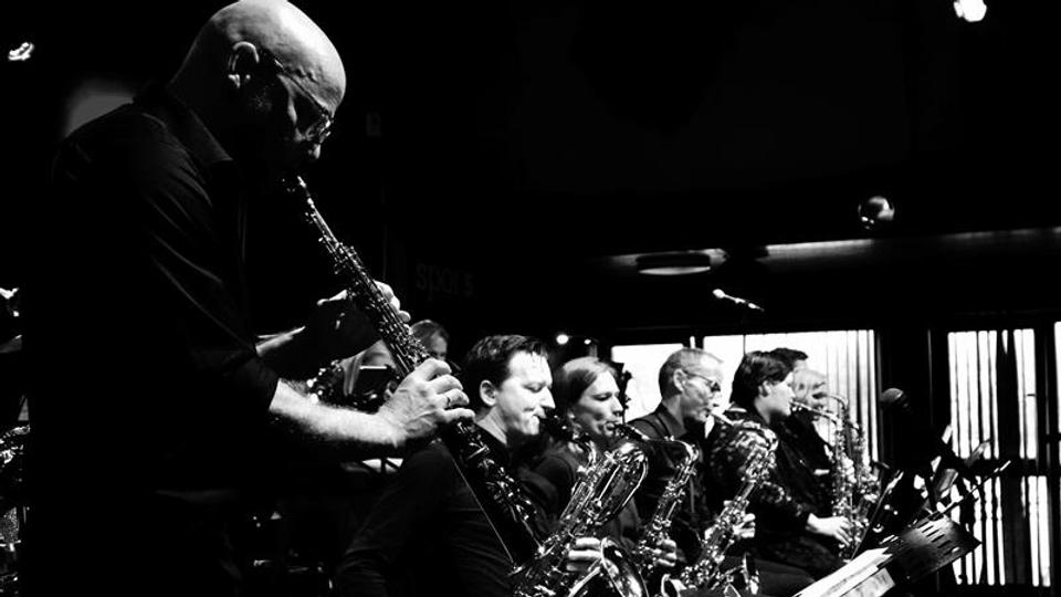 Big band performs on the stage
