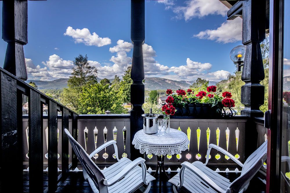 view from the balcony at Straand Hotel in Vrådal