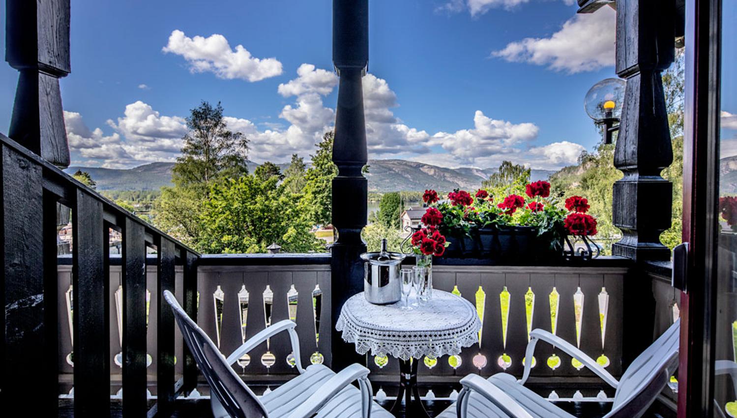 view from the balcony at Straand Hotel in Vrådal