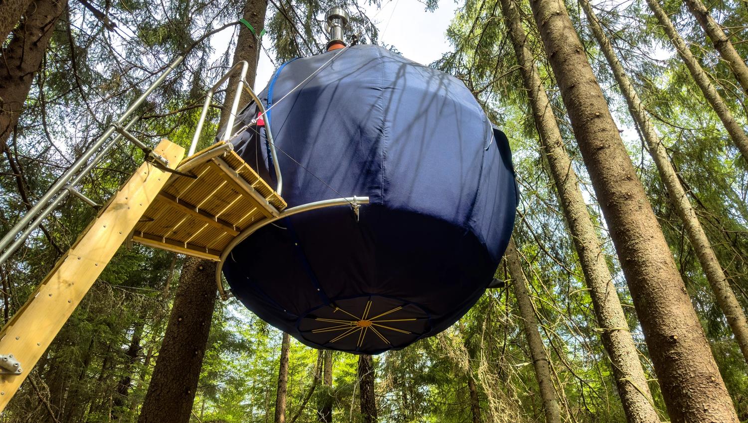 Hanging treehaouse in the forest