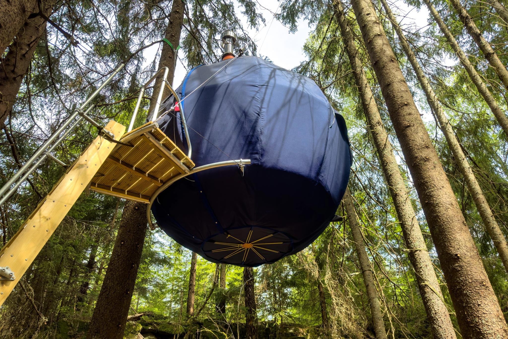 Hanging treehaouse in the forest