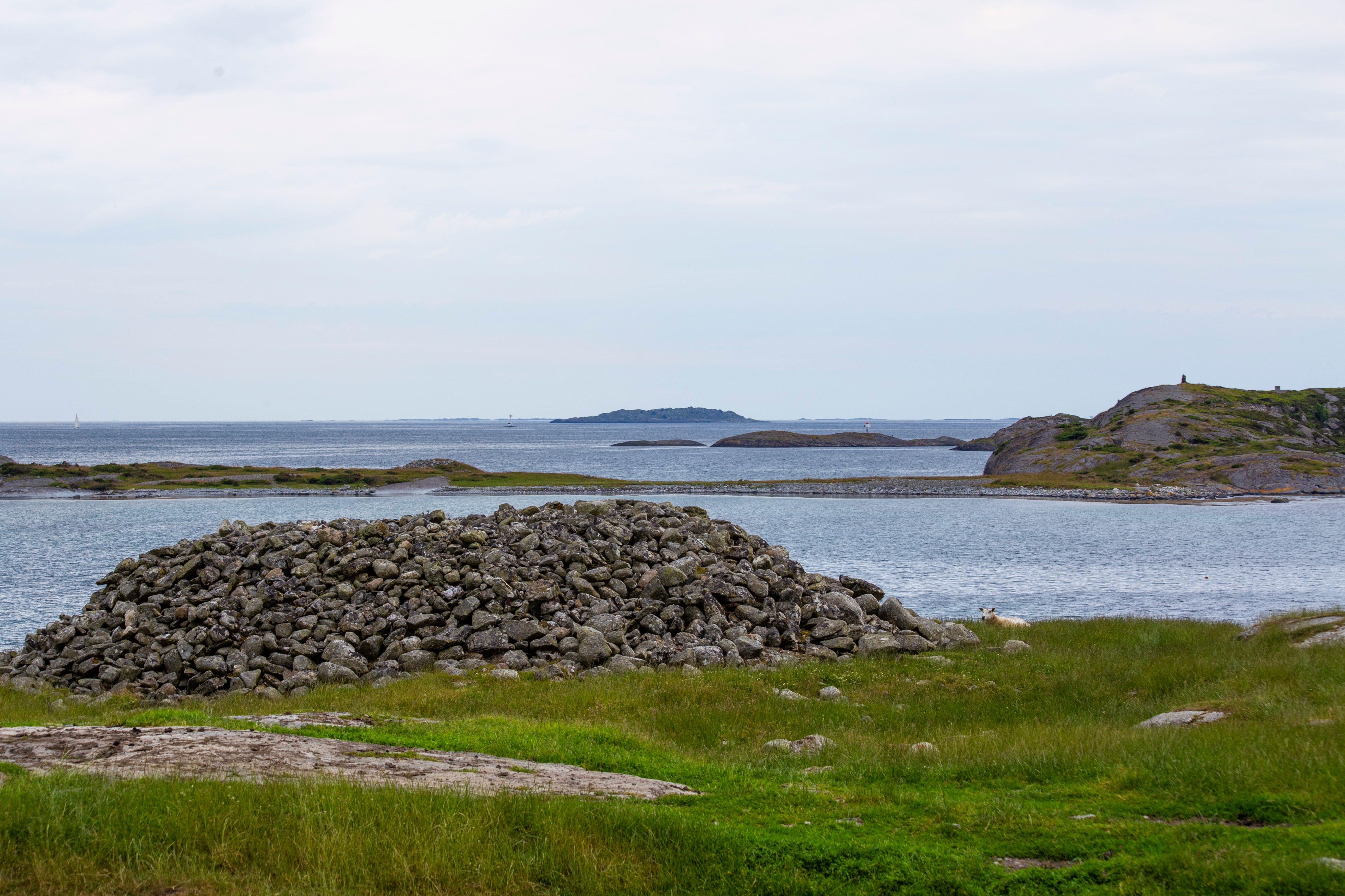 Island landscapes with burial mound dating back to the Bronze Age